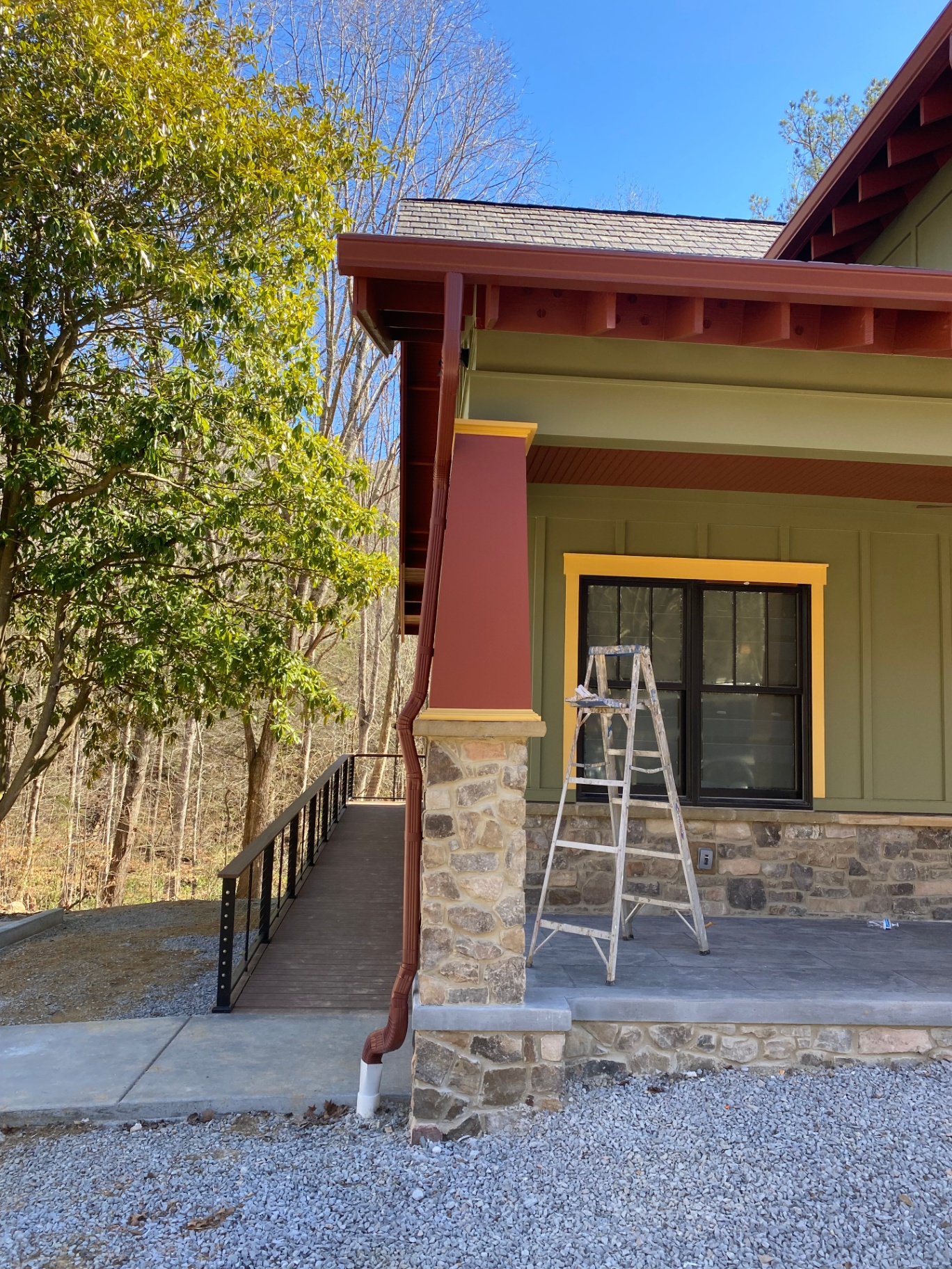 Residential Colonial Red Gutter Installation